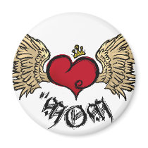 Tattoo MOM Urban Crowned Heart With Wings magnets