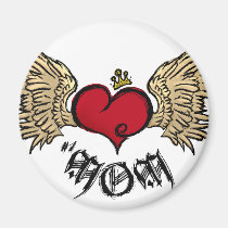Tattoo MOM Urban Crowned Heart With Wings magnets