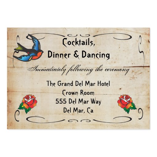 Tattoo Reception Enclosure Card Insert Business Card (front side)