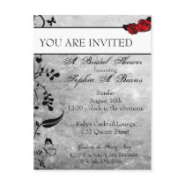 Tattoo Rose and Fluers Bridal Shower Invitation postcards