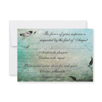 Tattoo Rose and Fluers Muerte Skull Reception Card invitations