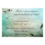 Tattoo Rose and Fluers Muerte Skull Reception Card Invitations