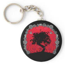 Tattoo Rose Bonsai Tree of Love Swallow keychains