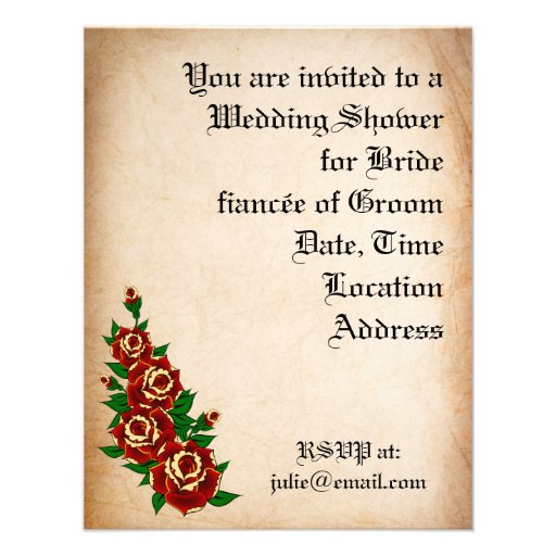 Tattoo Rose Bridal Shower Invite