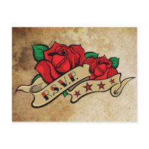 Tattoo Rose on Vintage Paper RSVP postcards