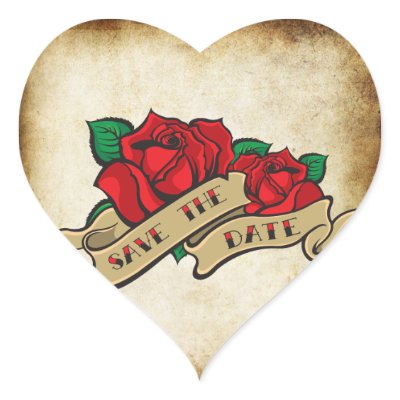 Tattoo Rose Rockabilly Save the Date Wedding Seals Stickers by jfarrell12