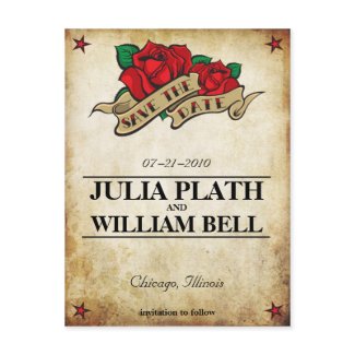 Tattoo Rose Save the Date postcard