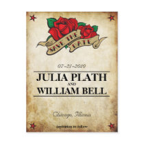 Tattoo Rose Save the Date postcards