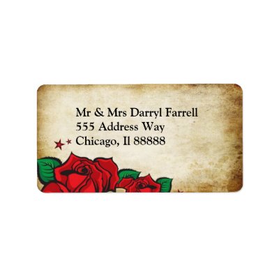 Tattoo Rose Wedding Label. Customize with your details.