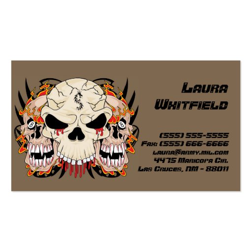 Tattoo Skull Eight Ball Flame Fire Business Card (front side)