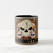 Tattoo Skull Eight Ball Flame Fire Coffee Mug Cup