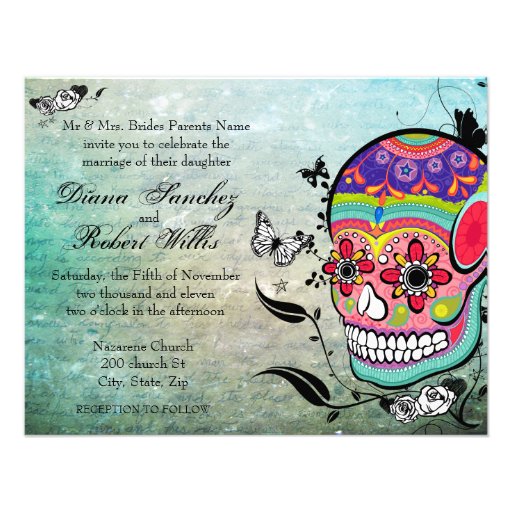 Tattoo Style Muerte skull and Flourishes Invite