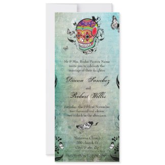 Tattoo Style Muerte Skull and Flourishes Invite invitation