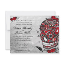 Tattoo Style Muerte Skull and Flourishes Invite invitations