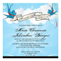 Tattoo Swallows and Scroll Bridal Shower Invite invitations
