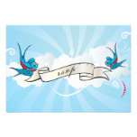 Tattoo Swallows and Scroll Reception card Personalized Invitations