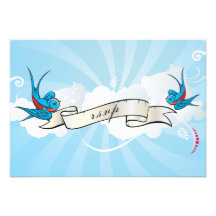 Tattoo Swallows and Scroll Reception card Personalized Invitations