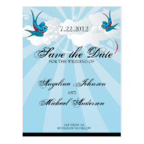 Tattoo Swallows and Scroll Urban Save the date Car Post Cards