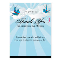Tattoo Swallows and Scroll Urban Thank You. Post Card