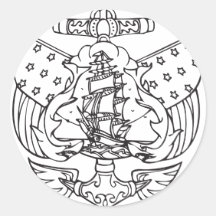 TATTOO TALL SHIP ROUND STICKER