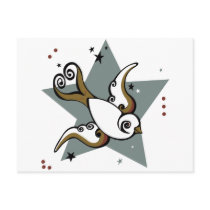 Tattoo Urban Swallow Bird Design postcards
