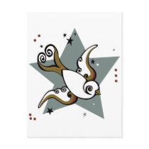 Tattoo Urban Swallow Bird Design postcards