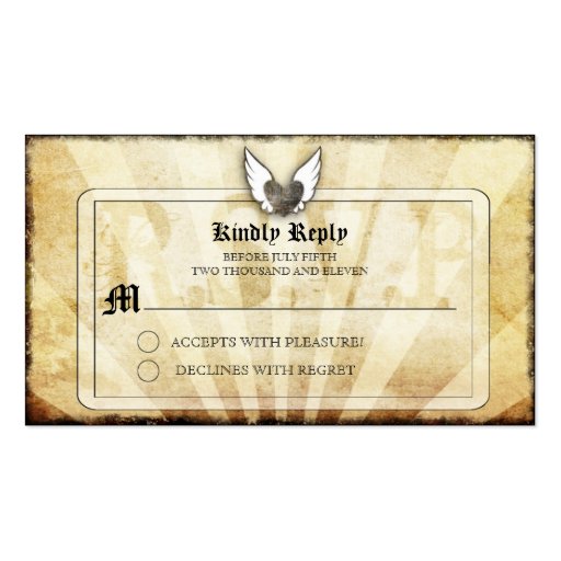 Tattoo Winged Heart  RSVPCards Business Card Template (back side)