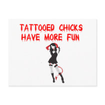 Tattooed Chicks have more fun postcards by AshleysTeeShirts Tattooed Chicks have more fun postcards