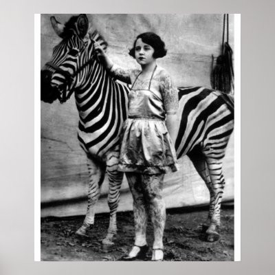 Tattooed Circus Lady and Zebra Poster