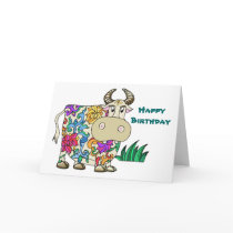 Tattooed Cow Birthday Greeting Card