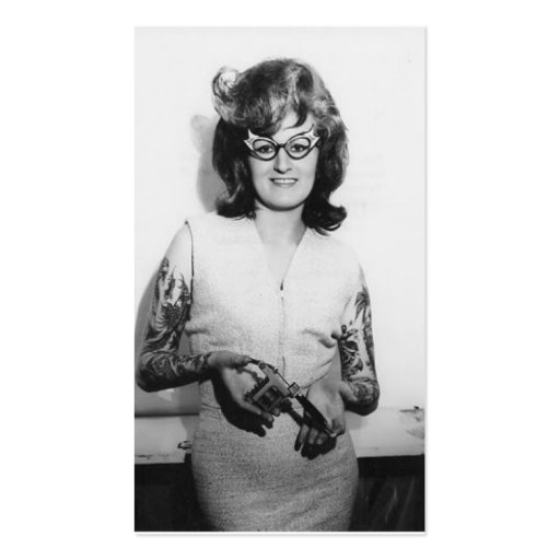 Tattooed Glasses Chick Business Cards