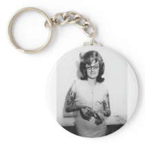 Tattooed Glasses Chick Keychain