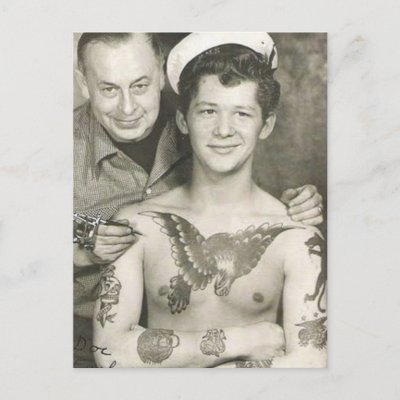 Tattooed Sailor Boy Postcards by spyderfyngers