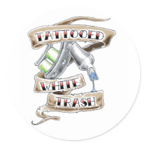 Tattooed White Trash Stickers by PointBlankInd Tattooed White Trash Stickers