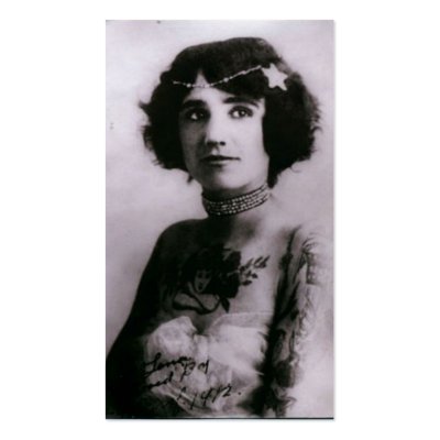 Tattooed woman 1912 business cards by spyderfyngers
