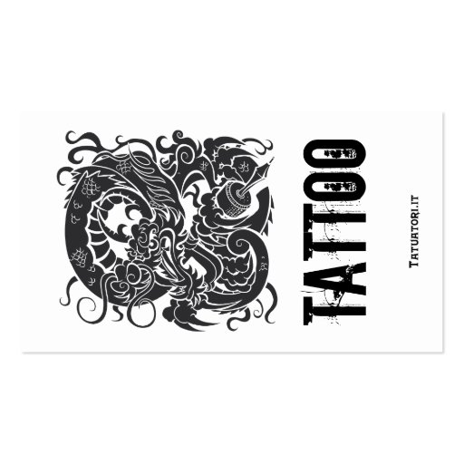 Tattooer Dragon BW Business Card Template (front side)
