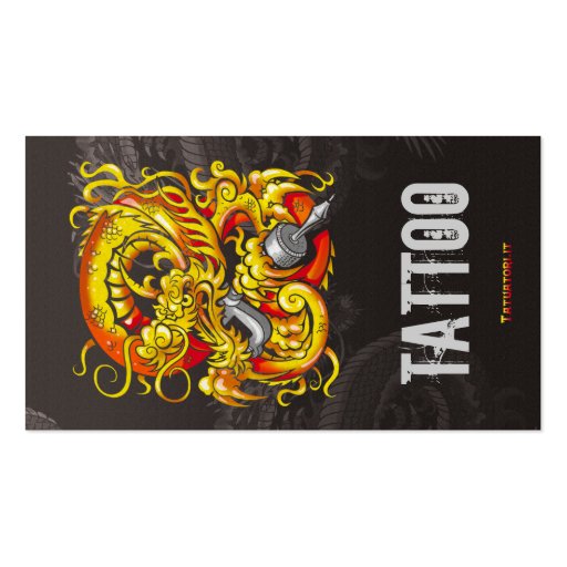 Tattooer Dragon Gold Business Card Templates (front side)