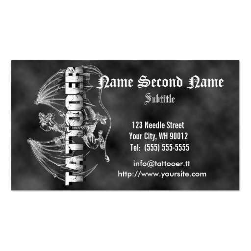 Tattooer Medieval Dragon Business Cards (back side)