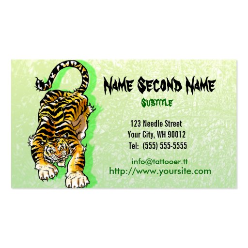 Tattooer Tiger Business Cards (back side)