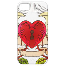 tatuaje del vintage de un corazón con alas iPhone 5 cobertura