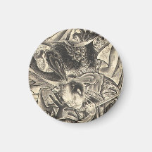 Tatuaje japonés de la lucha del samurai del demoni imanes  