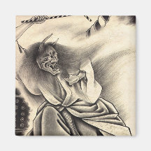 Tatuaje japonés de la tinta del demonio del vintag iman