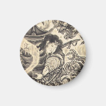 Tatuaje japonés de la tinta del demonio del vintag imán