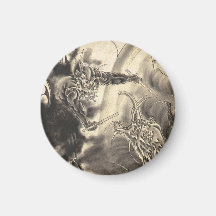 Tatuaje japonés del dragón del demonio del vintage iman de nevera