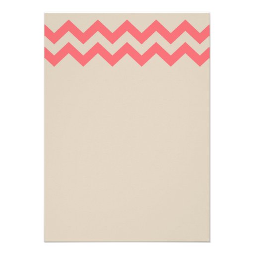 Taupe and Coral Chevron Wedding Invitations