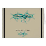 Taupe and Teal Seaside Wedding Thank You Greeting Cards