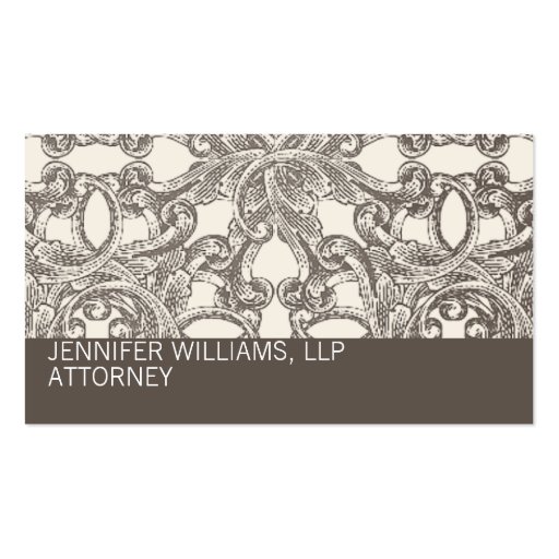 Taupe Damask Attorney Lawyer Business Card