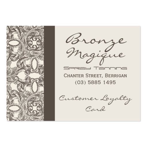 Taupe Damask Business Customer Loyalty Cards Business Card Template (front side)