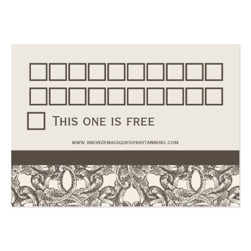 Taupe Damask Business Customer Loyalty Cards Business Card Template (back side)