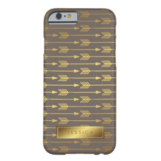 Taupe Faux Gold Foil Arrows Pattern Barely There iPhone 6 Case